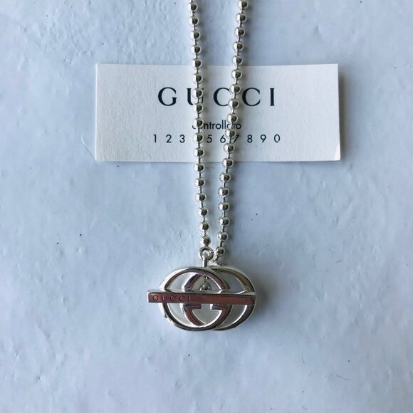GUCCIToggle Choker /Necklace Double G Ball Chain Interlocking Silver 9…